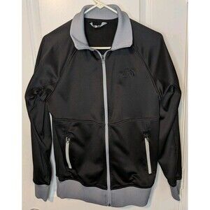 The North Face Full Zip Fleece Jacket Black Gray Mens Small Performance Layer